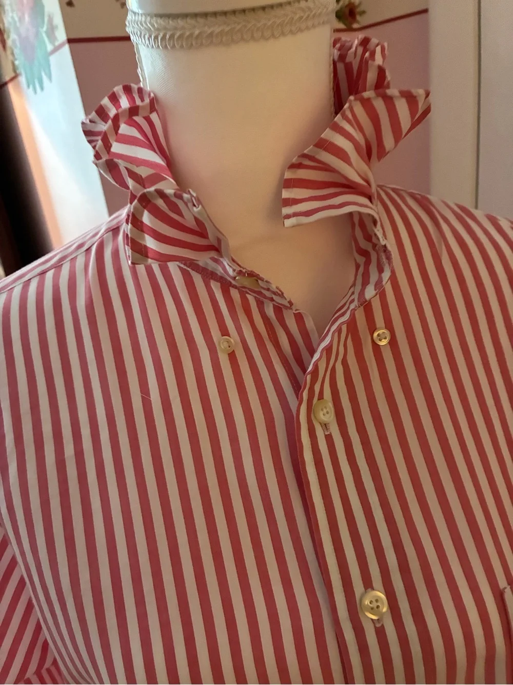Re-worked up-cycled shirt/blouse with a ruffled collar. - Picture 2 of 5